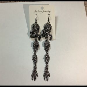 Lovely Long Gothic Skull Bones Hands Earrings